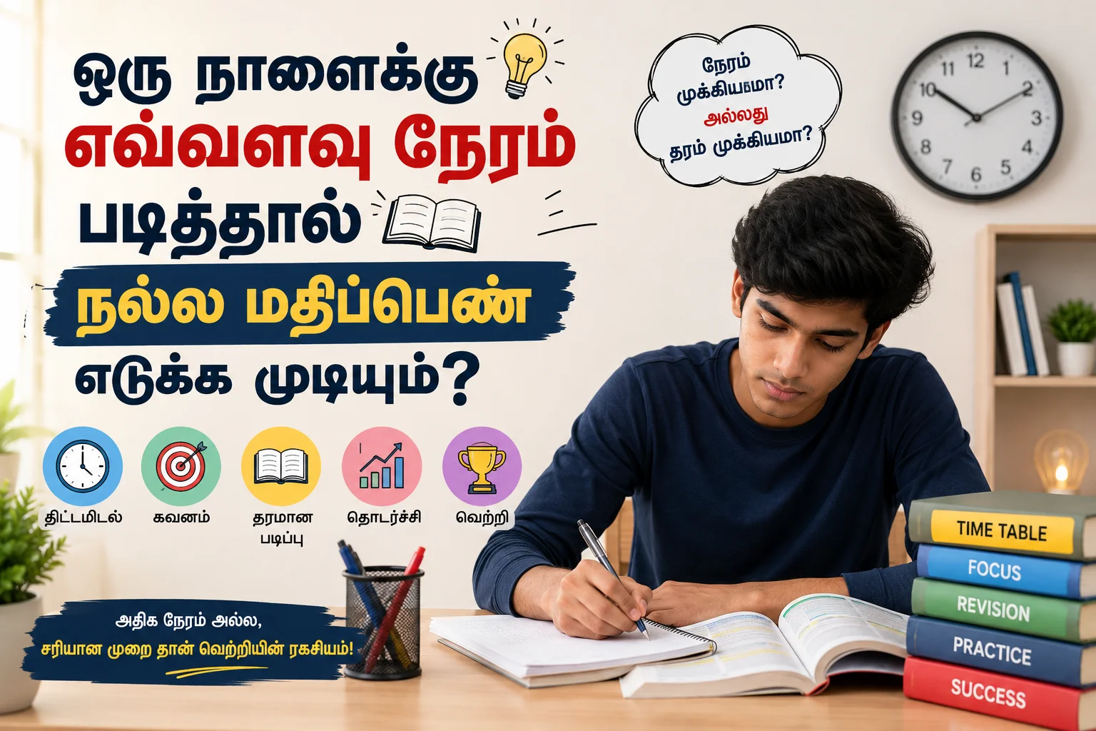 ஒரு நாளைக்கு எவ்வளவு நேரம் படித்தால் நல்ல மதிப்பெண் எடுக்க முடியும்?